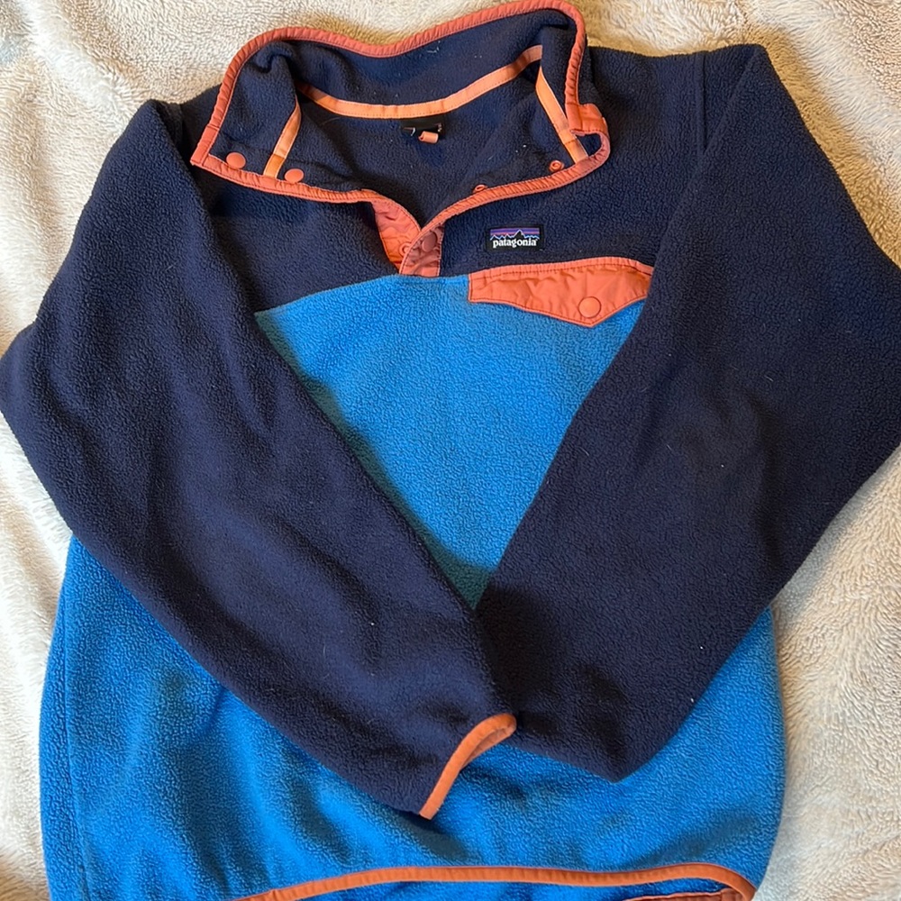 PATAGONIA COLOR BLOCK BUTTON FLEECE